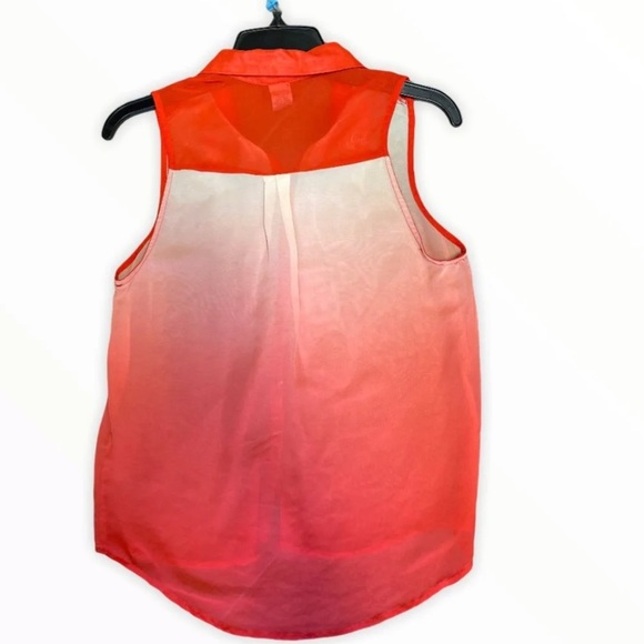 Womens ombré orange collar button sleeveless top - Picture 10 of 10